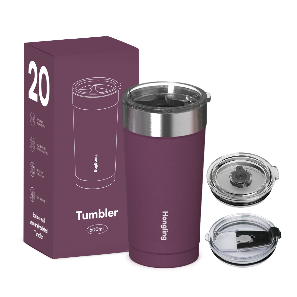 Hongling wholesale coffee mug water bottle Insulated travel coffee mug Stainless steel tumbler manufacturer Double wall thermos cup