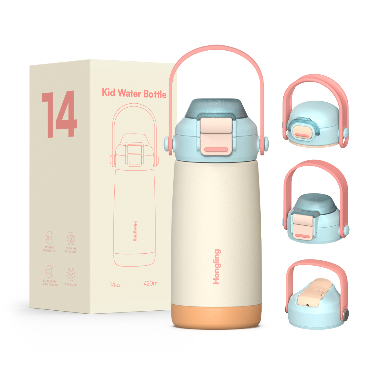 Custom wholesale kids water bottle 12oz/16oz Straw cup BPA-free water bottle Outdoor sports thermos 