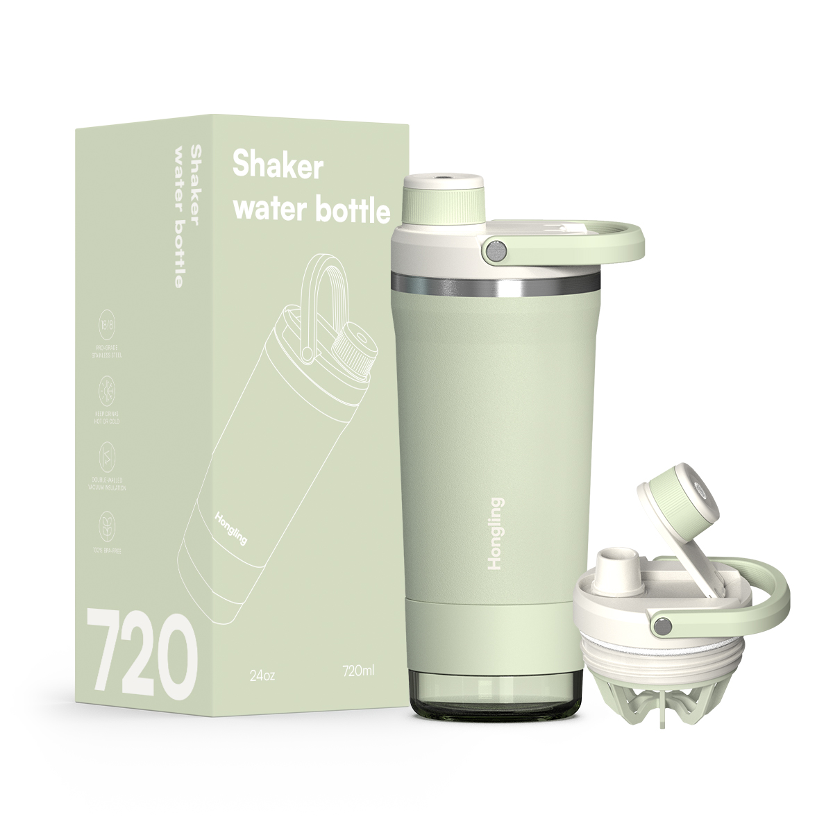 Hongling Water bottle Shaker bottle Leak Proof Design BPA Free Insulated stainless steel water bottle manufacturer 