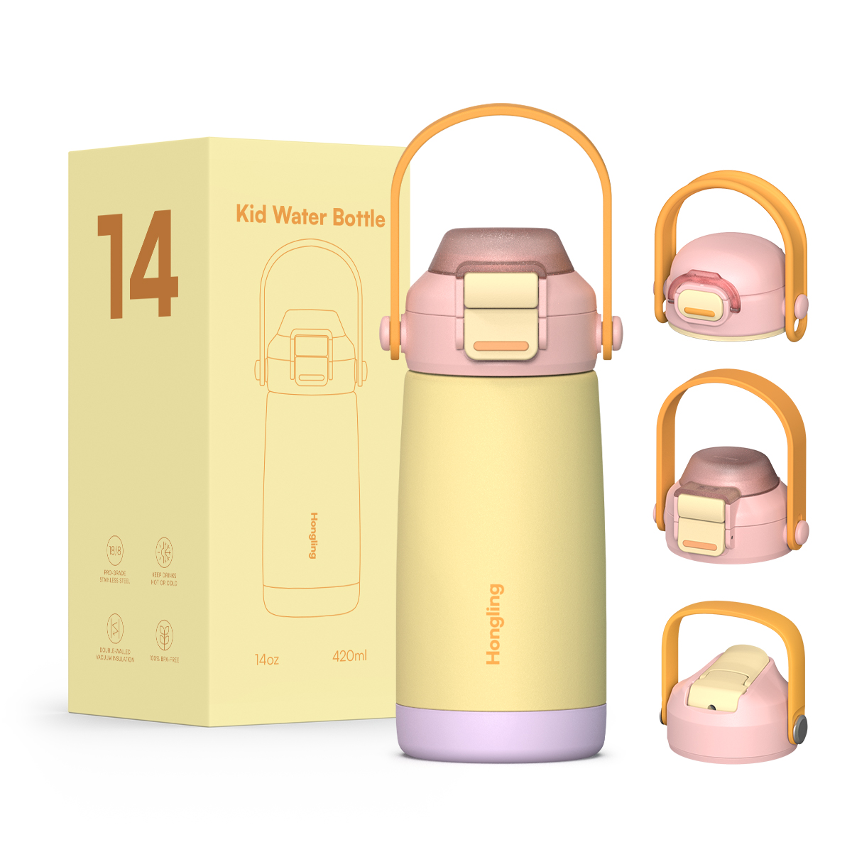 Custom wholesale kids water bottle 12oz/16oz Straw cup BPA-free water bottle Outdoor sports thermos 