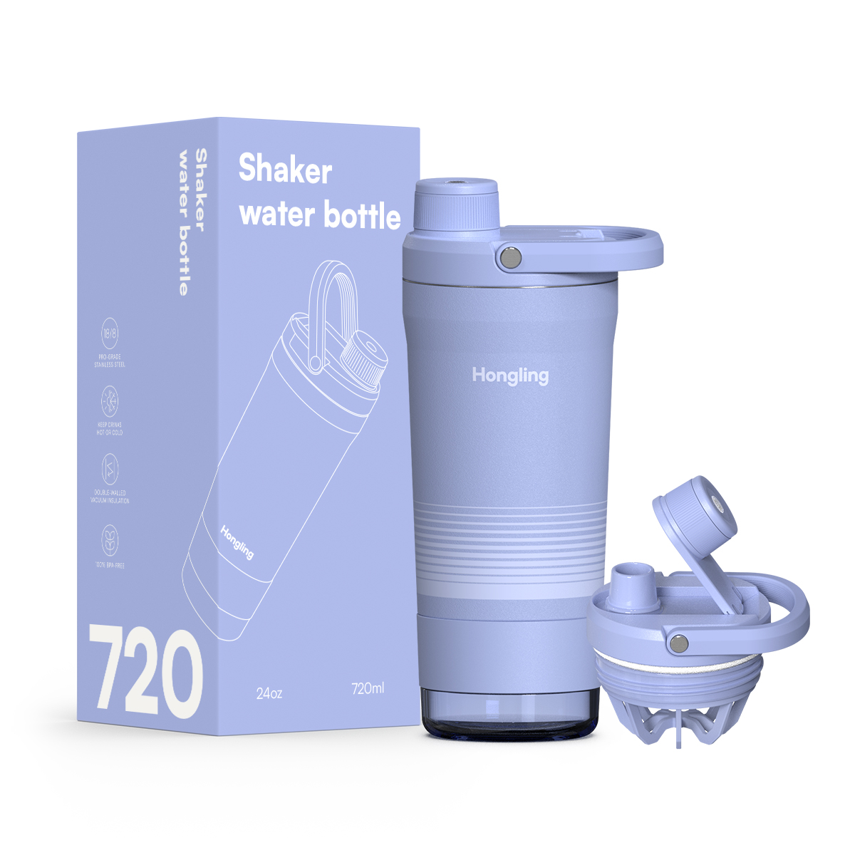 Hongling Water bottle Shaker bottle Leak Proof Design BPA Free Insulated stainless steel water bottle manufacturer 