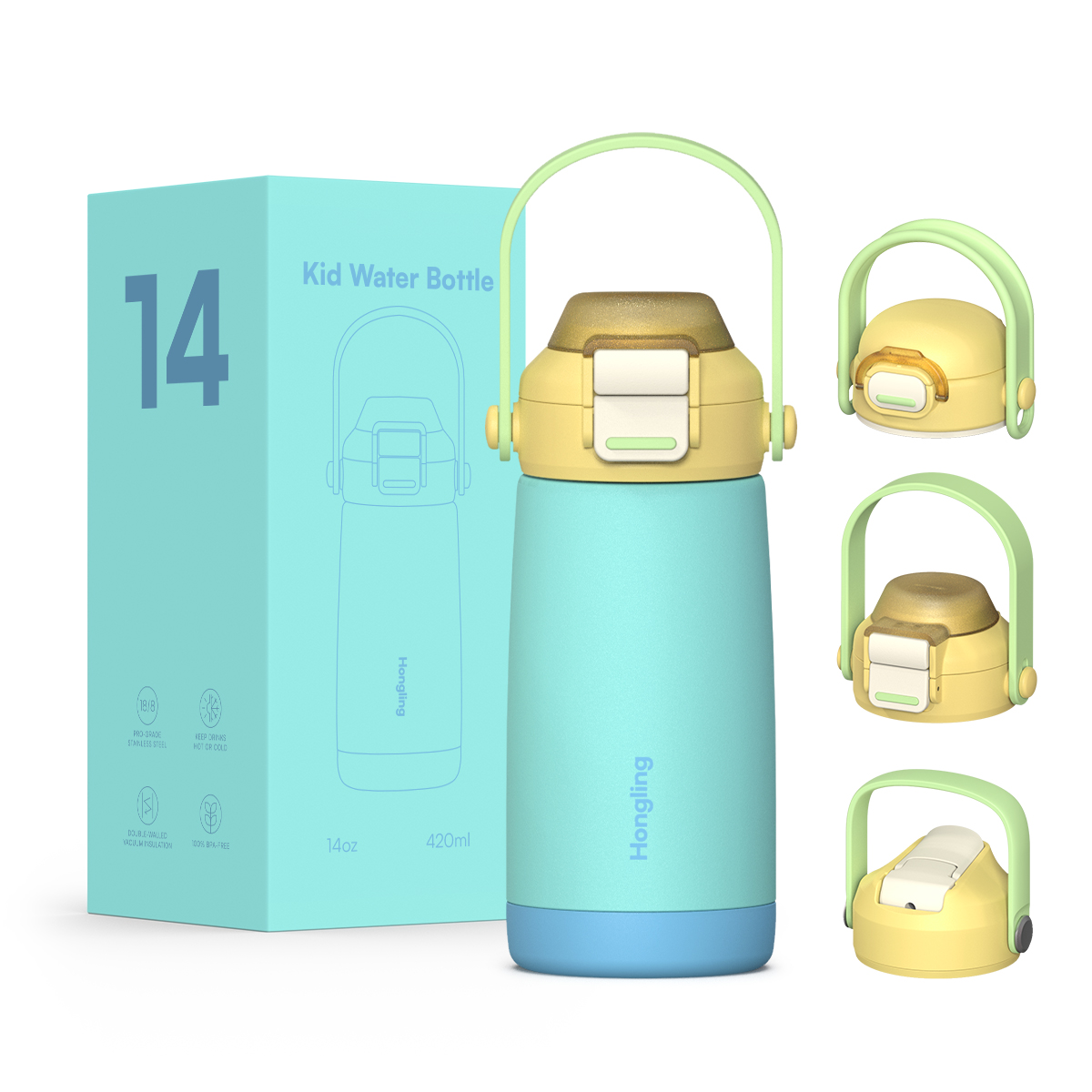 Custom wholesale kids water bottle 12oz/16oz Straw cup BPA-free water bottle Outdoor sports thermos 