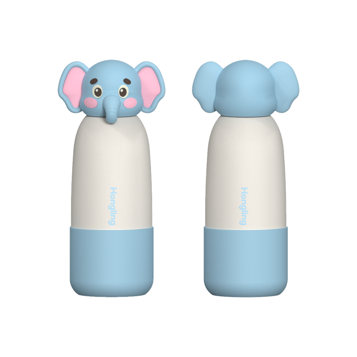 Hong Ling  Vacuum Insulated Stainless Steel Tumbler With silicone character head 2025 Trending Flask Mug Water Bottle BPA Free kids water bottle 