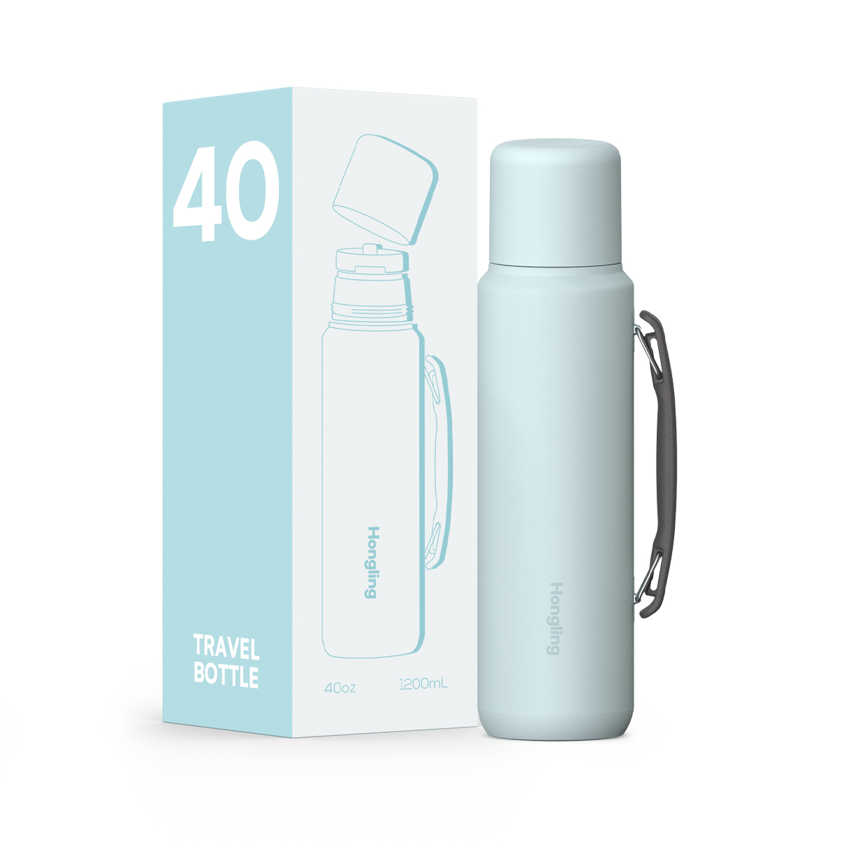 HonglingTravel water bottle OEM & ODM Available Insulated Shaved Water Bottle with Silicone Ring & Rotate Cap Durable Thermos Outdoor Adventure