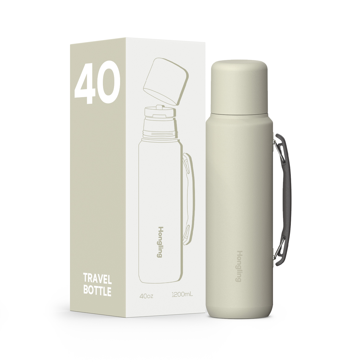 HonglingTravel water bottle OEM & ODM Available Insulated Shaved Water Bottle with Silicone Ring & Rotate Cap Durable Thermos Outdoor Adventure