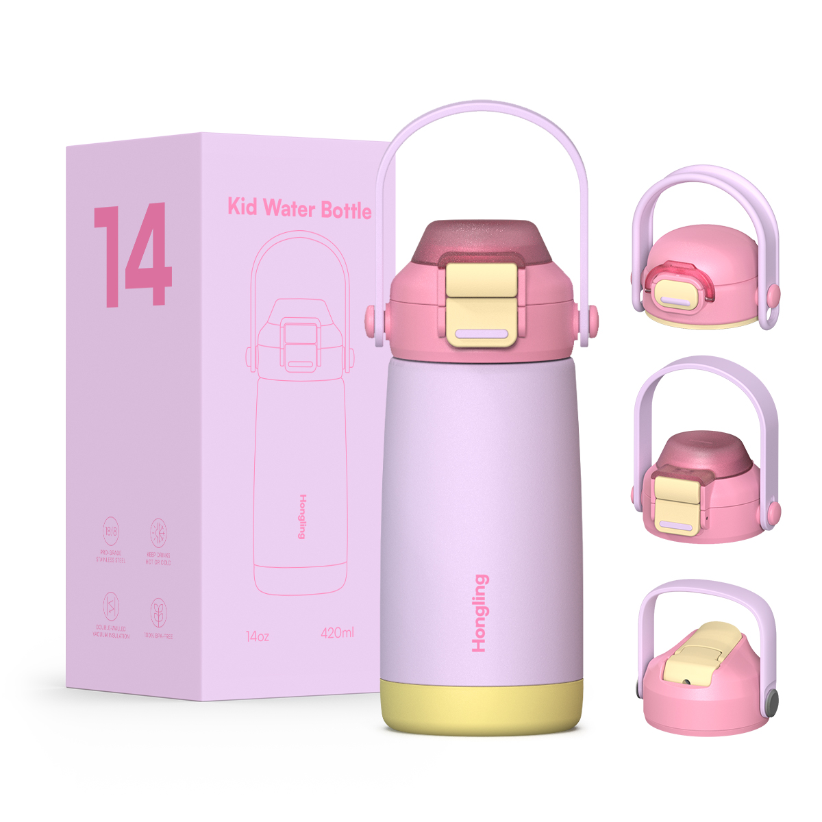 Custom wholesale kids water bottle 12oz/16oz Straw cup BPA-free water bottle Outdoor sports thermos 
