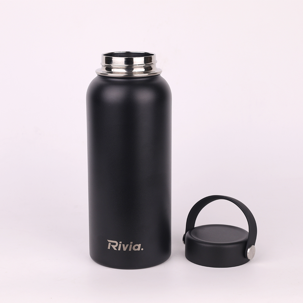 Custom LOGO And Gradient Color Insulated Vacuum Wide Mouth Stainless Steel Sport 32oz Water Bottle With Lids