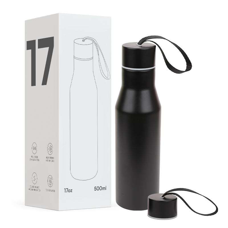 Small-mouth bottle with a drawstring handle Custom wholesale 17oz stainless steel insulated water bottle Double wall thermos cup 