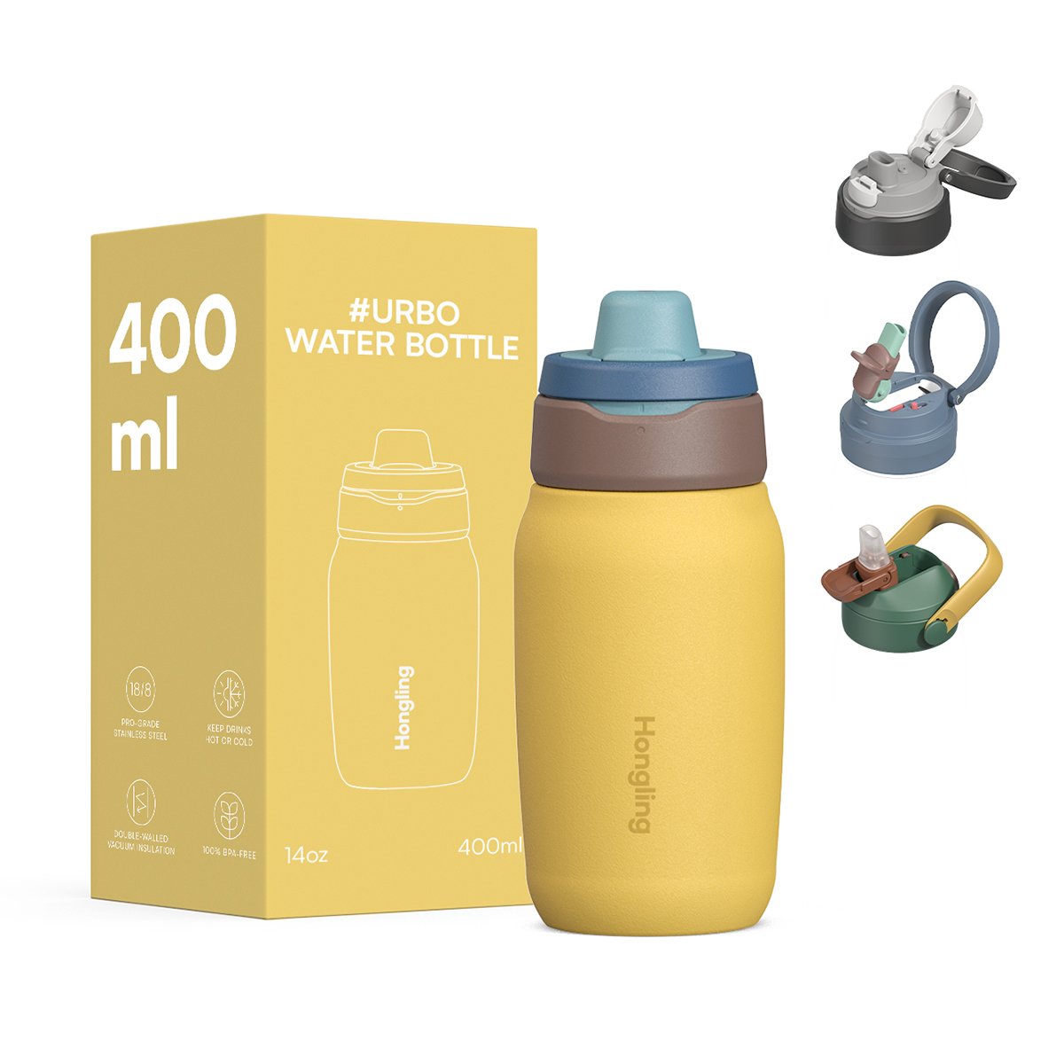 Patented Detachable Twist Duo Lid Water Bottle | 100% Easy Clean & Multi-Lid Interchangeable System
