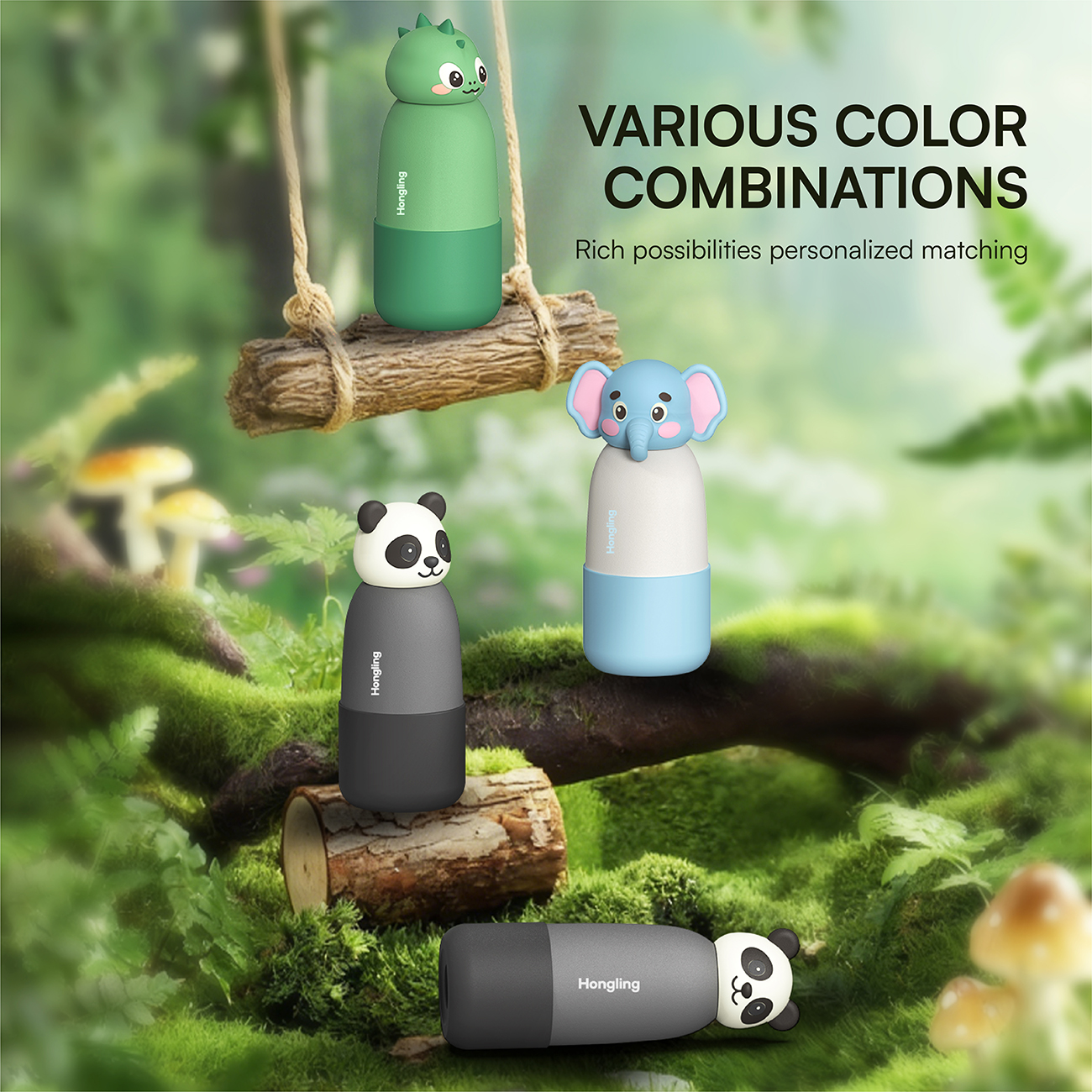 Water Bottle Manufacturer Reusable Kids Water Bottle Vacuum Tumbler Insulated Stainless Steel Children School Fun Bottles with Soft Animal Shape Lid