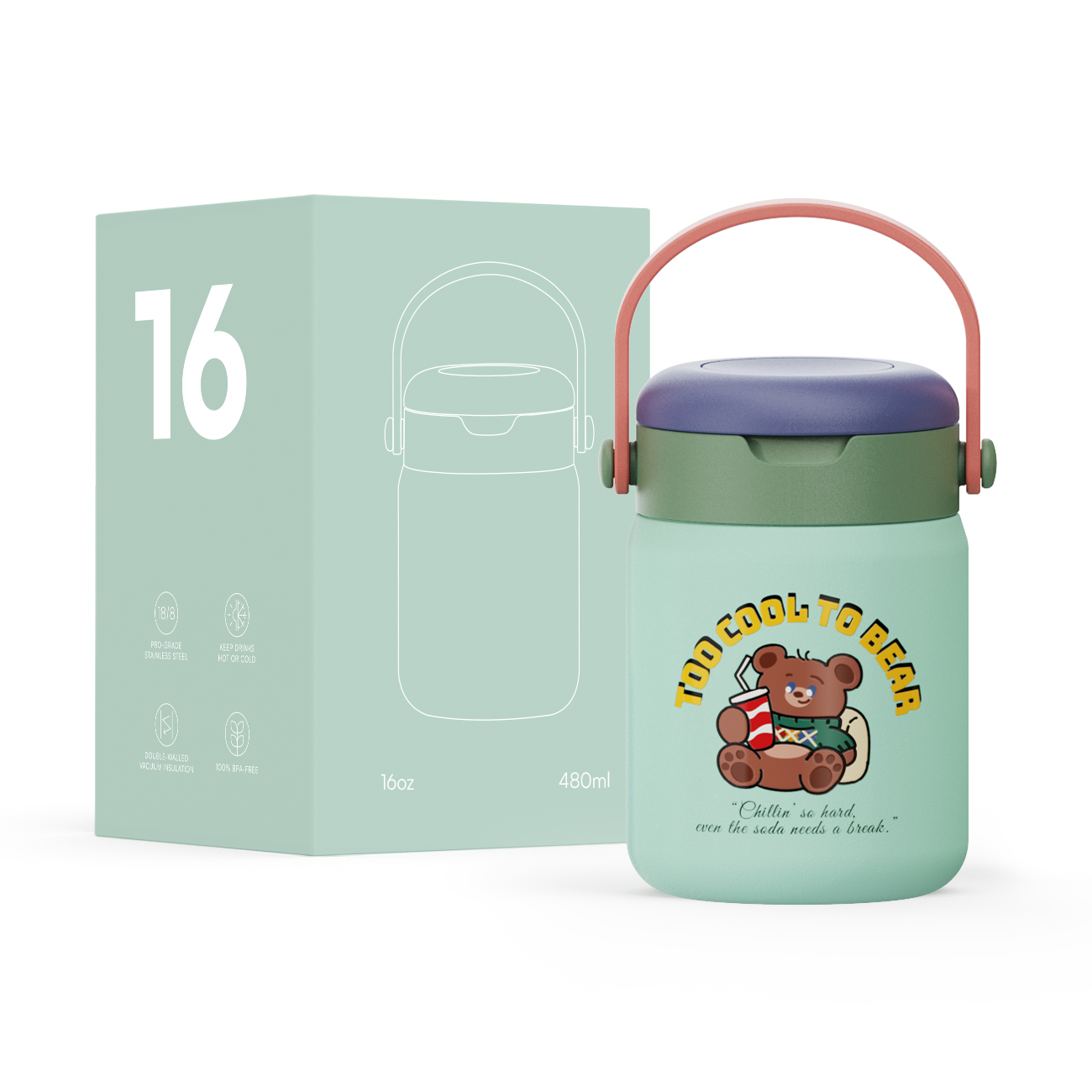  Custom wholesale food jar Insulated Food Jar Thermal Food Jar Food Jar with Spoon same as Zojirushi Stainless steel tumbler manufacturer