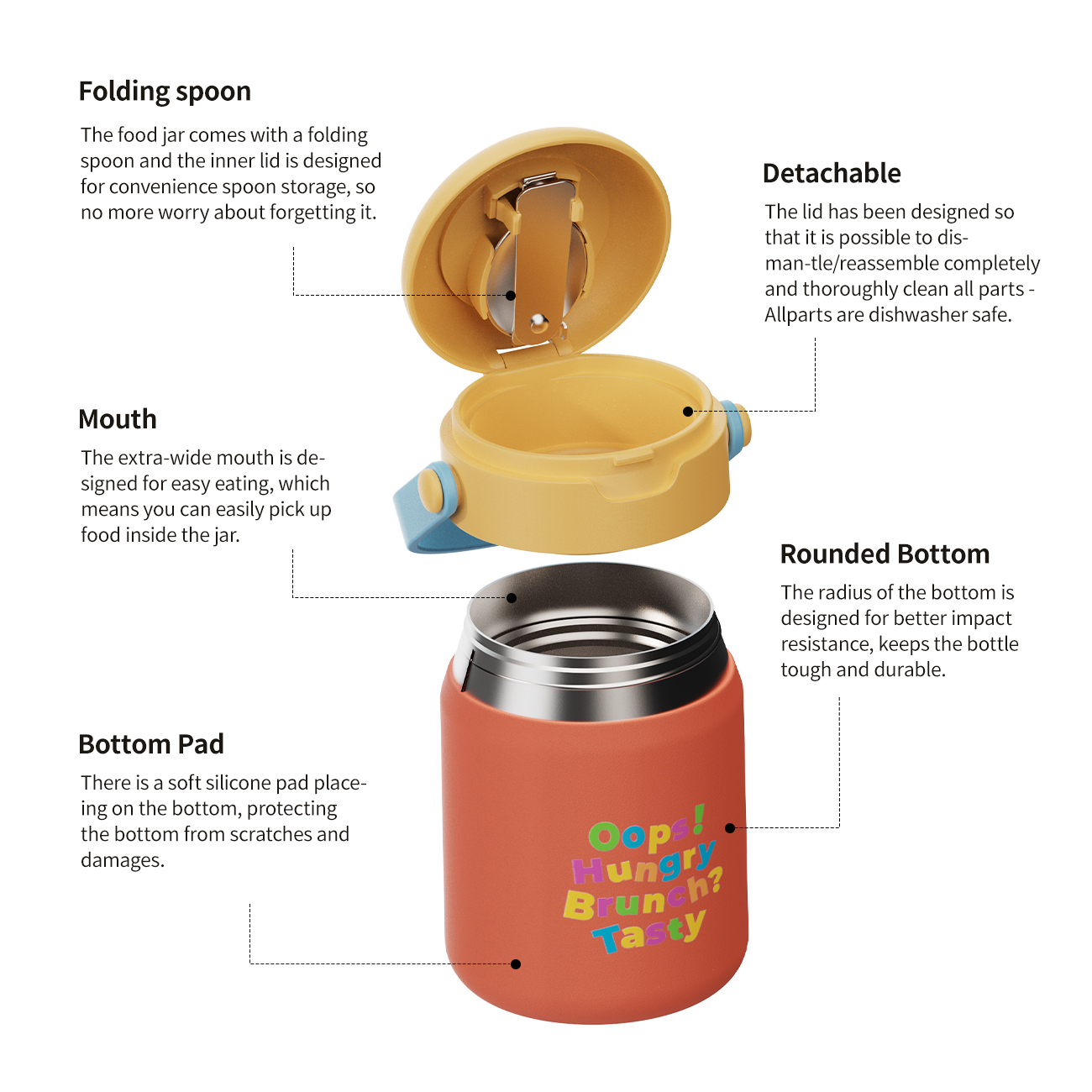  Custom wholesale food jar Insulated Food Jar Thermal Food Jar Food Jar with Spoon same as Zojirushi Stainless steel tumbler manufacturer