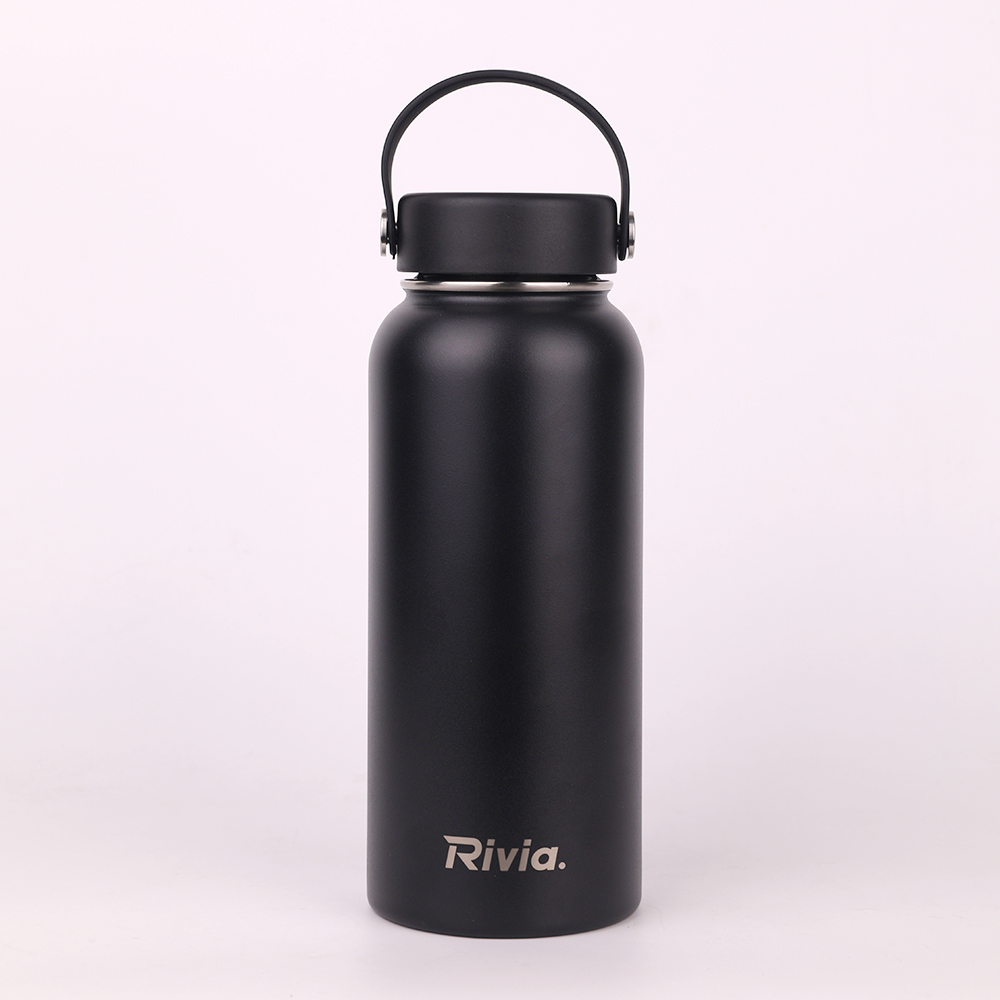 Custom LOGO And Gradient Color Insulated Vacuum Wide Mouth Stainless Steel Sport 32oz Water Bottle With Lids