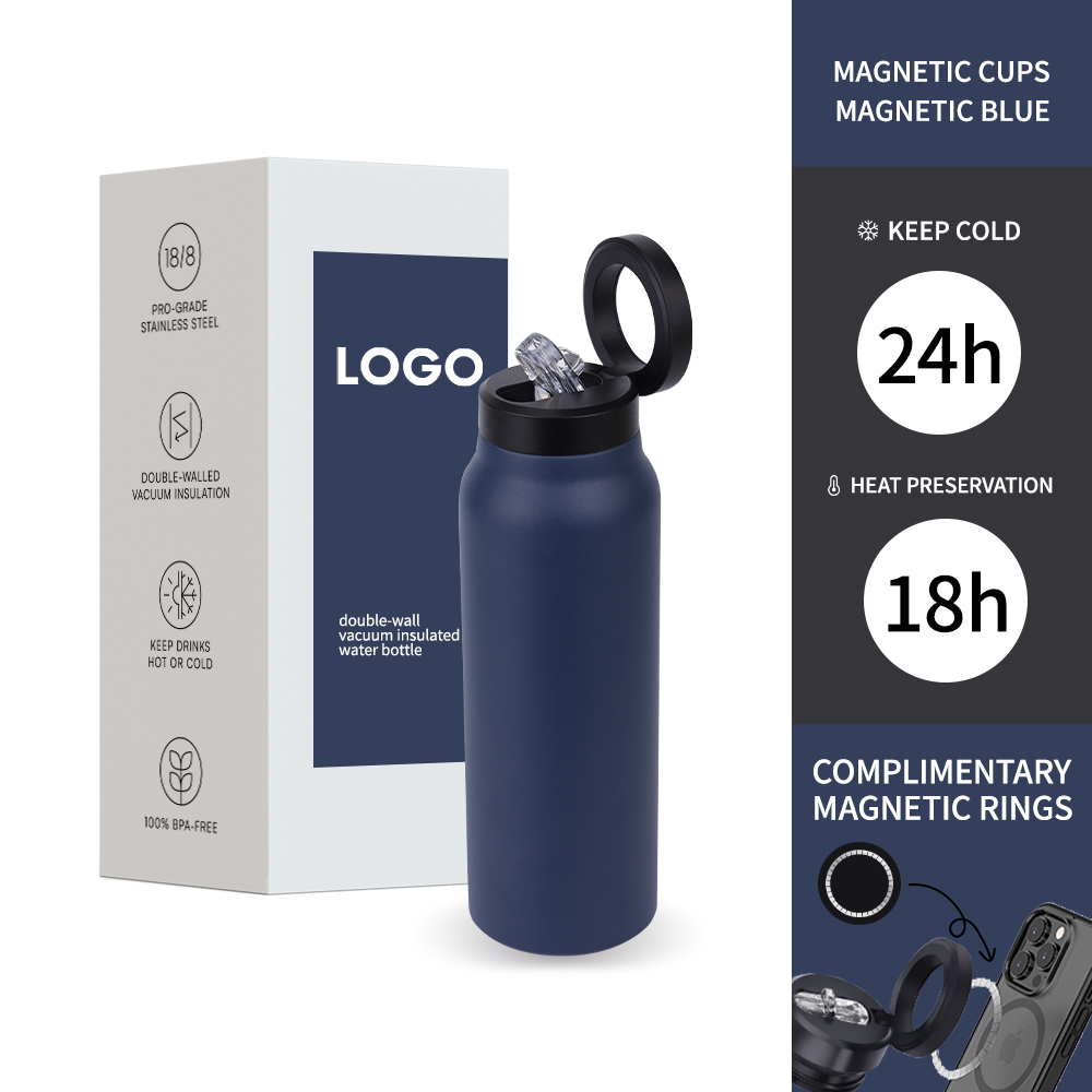 Insulated Water Bottle - MagSafe Compatible Water Bottle With Magnetic Phone Holder - Stainless Steel Water Bottle With Tripod Phone Mount - Hot 18H, Cold 24H, 360° Rotate - 24oz