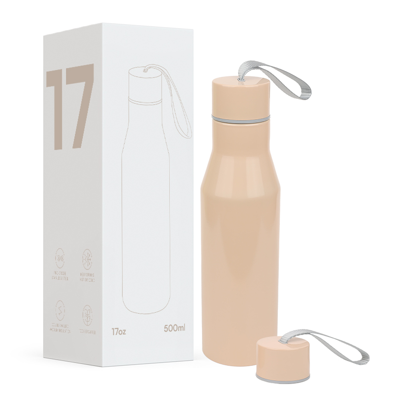 Small-mouth bottle with a drawstring handle Custom wholesale 17oz stainless steel insulated water bottle Double wall thermos cup 