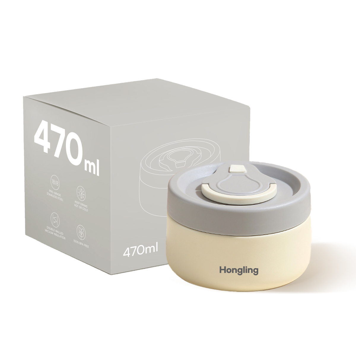 Hongling lunch box Hong Ling Vaso Termico Para Comida Stainless Steel Food Jar with Spoon Custom Logo Wholesale