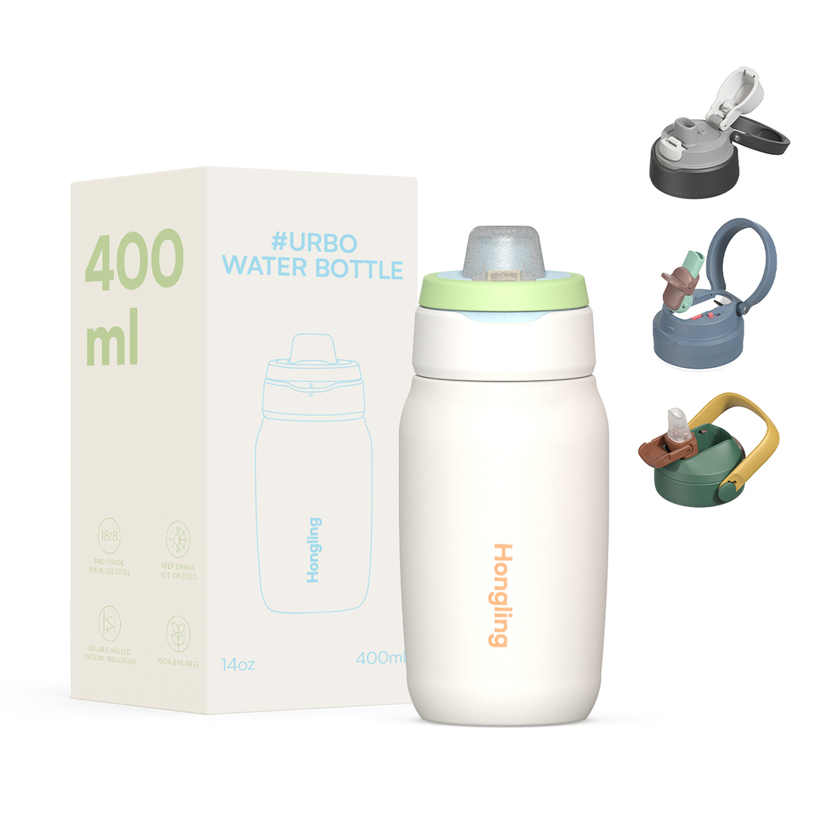 Patented Detachable Twist Duo Lid Water Bottle | 100% Easy Clean & Multi-Lid Interchangeable System