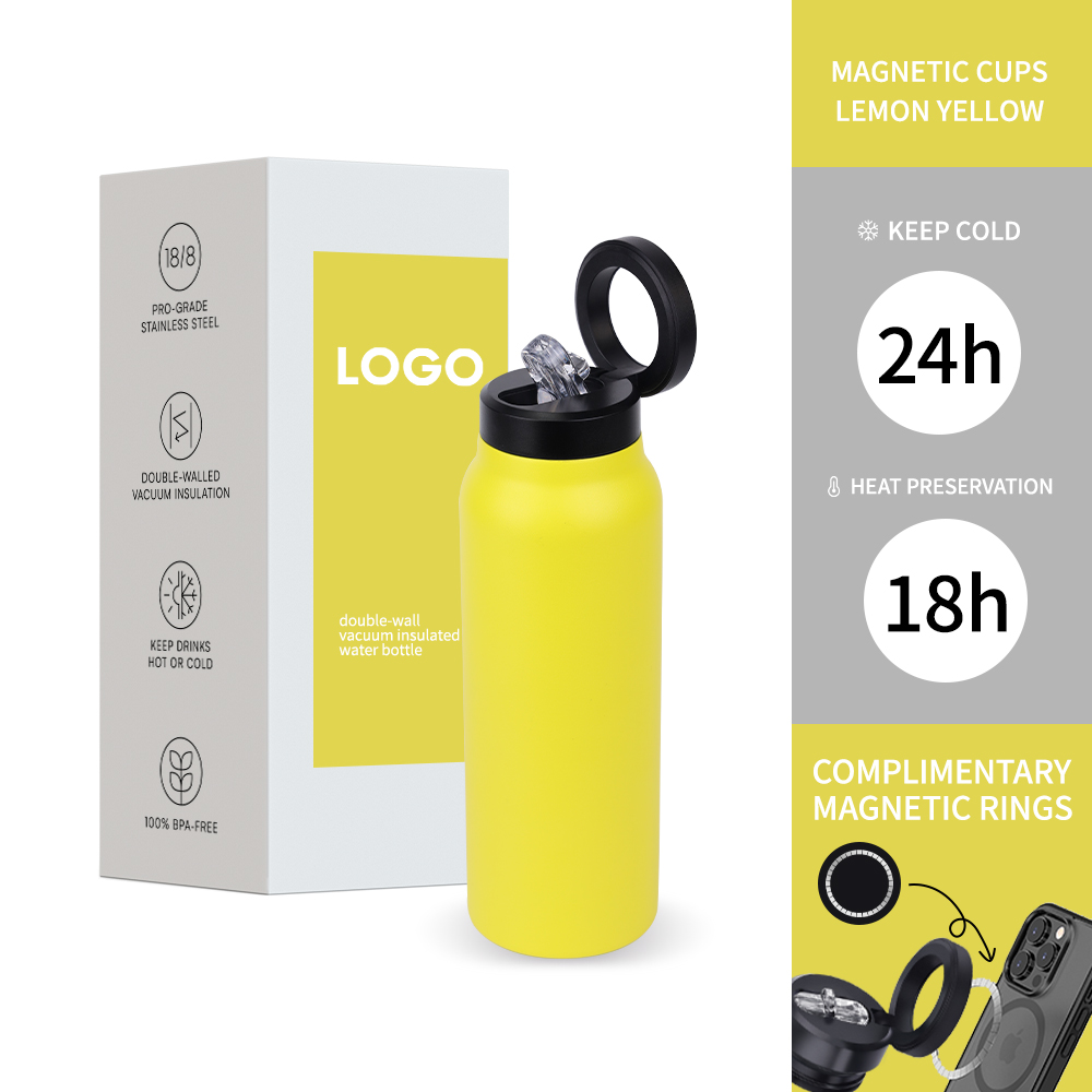 Insulated Water Bottle - MagSafe Compatible Water Bottle With Magnetic Phone Holder - Stainless Steel Water Bottle With Tripod Phone Mount - Hot 18H, Cold 24H, 360° Rotate - 24oz