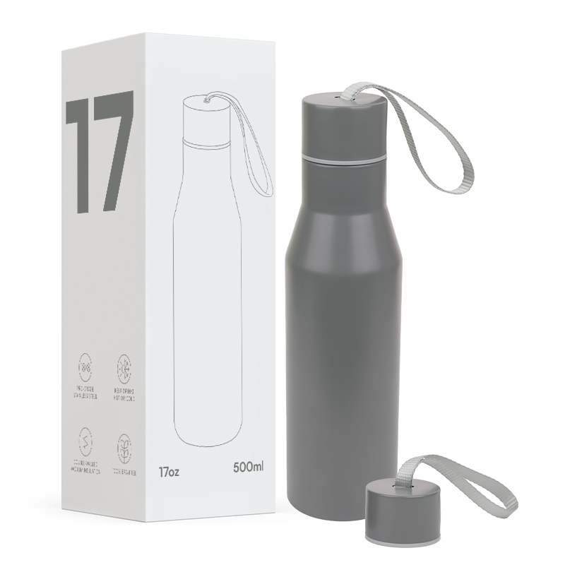 Small-mouth bottle with a drawstring handle Custom wholesale 17oz stainless steel insulated water bottle Double wall thermos cup 