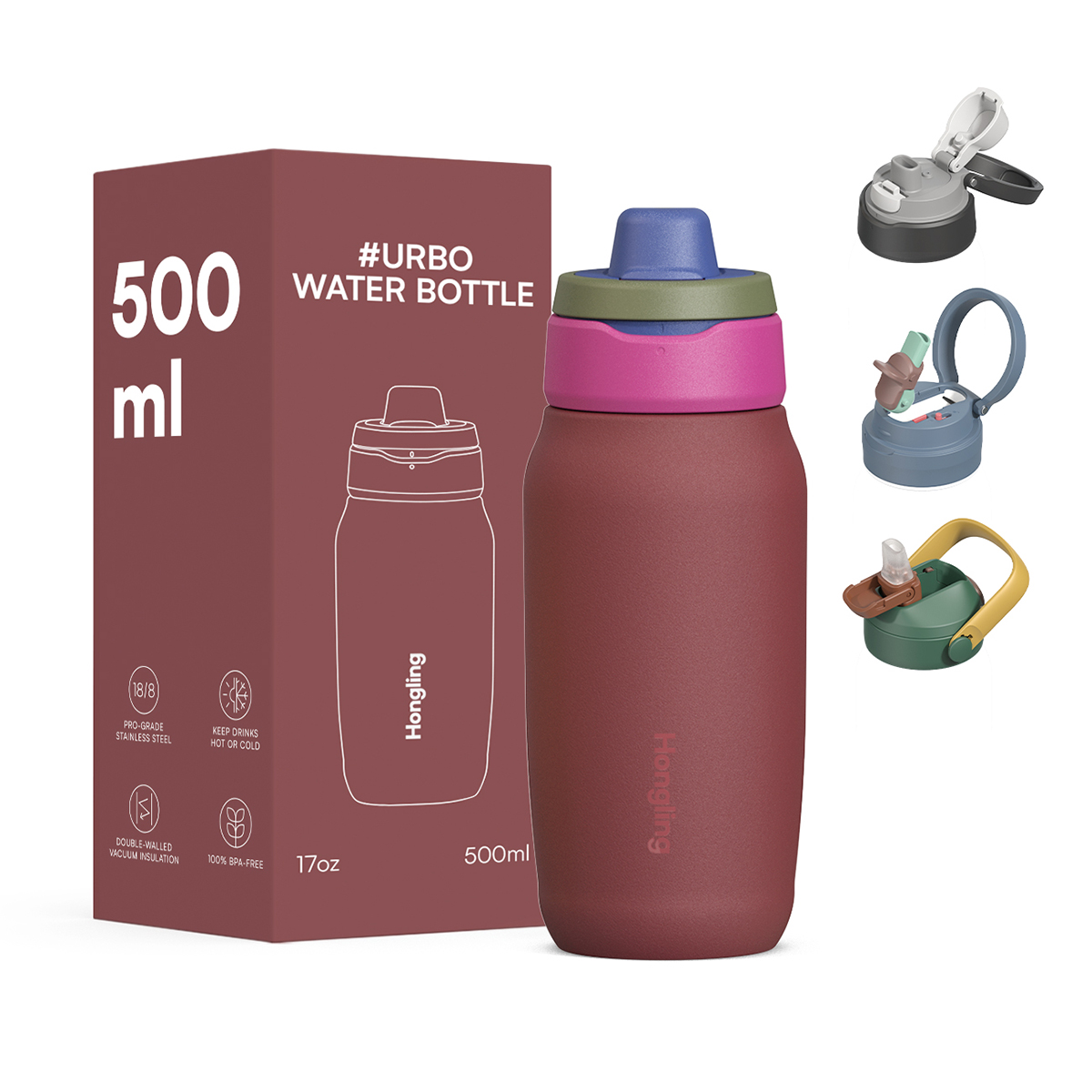 Patented Detachable Twist Duo Lid Water Bottle | 100% Easy Clean & Multi-Lid Interchangeable System