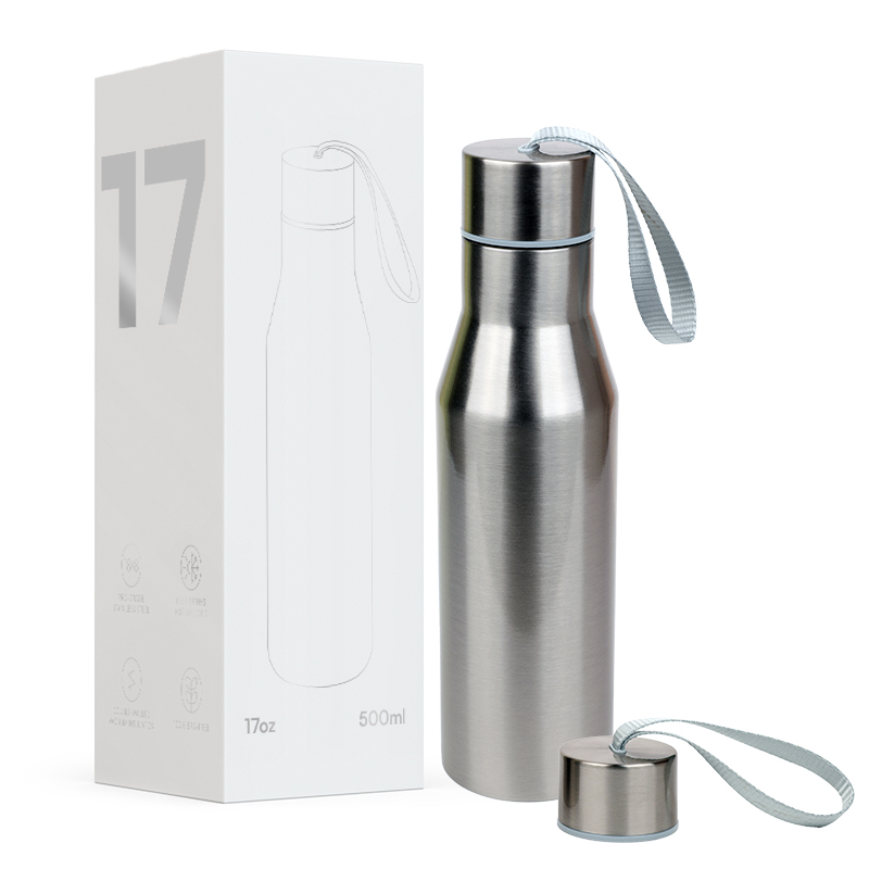 Small-mouth bottle with a drawstring handle Custom wholesale 17oz stainless steel insulated water bottle Double wall thermos cup 