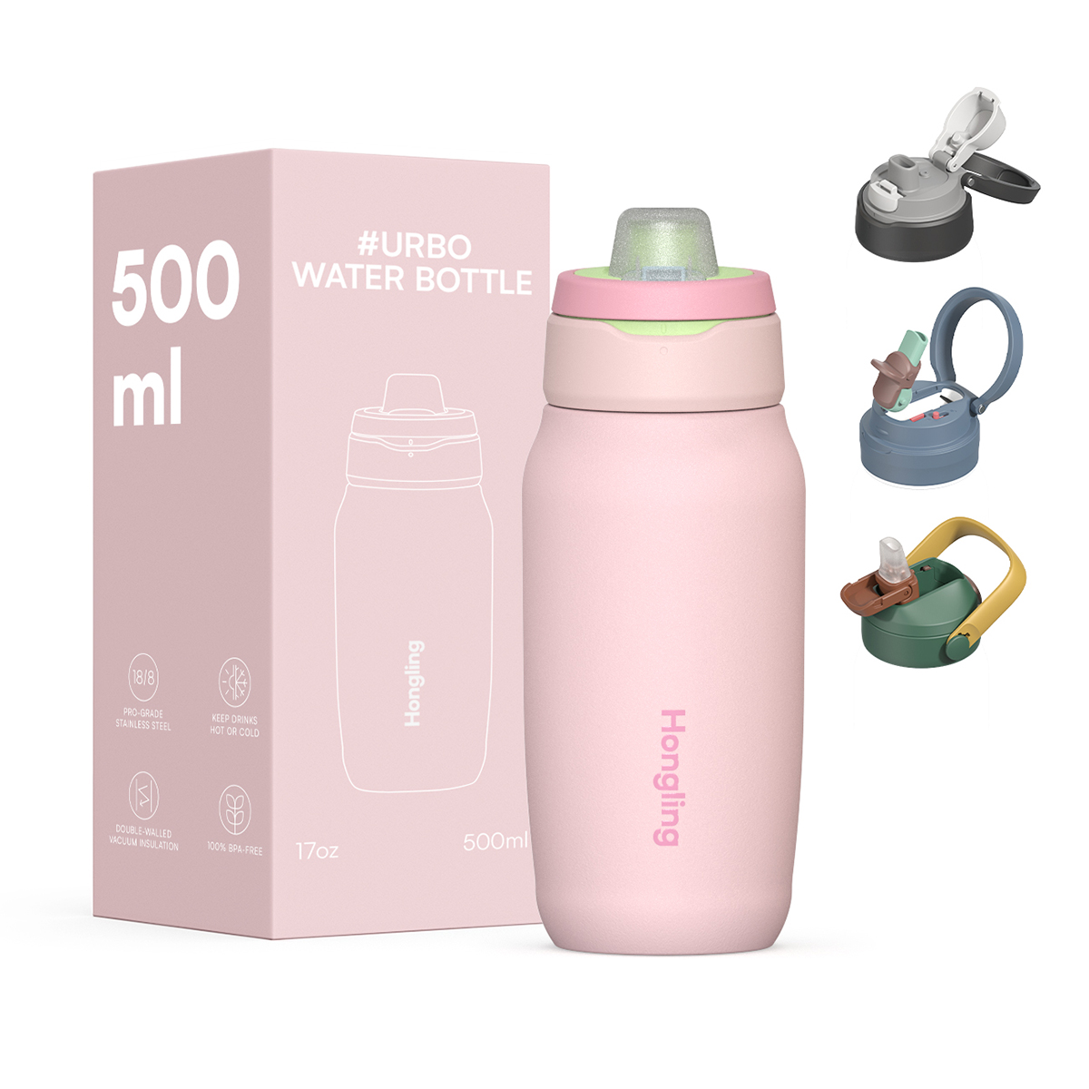 Patented Detachable Twist Duo Lid Water Bottle | 100% Easy Clean & Multi-Lid Interchangeable System