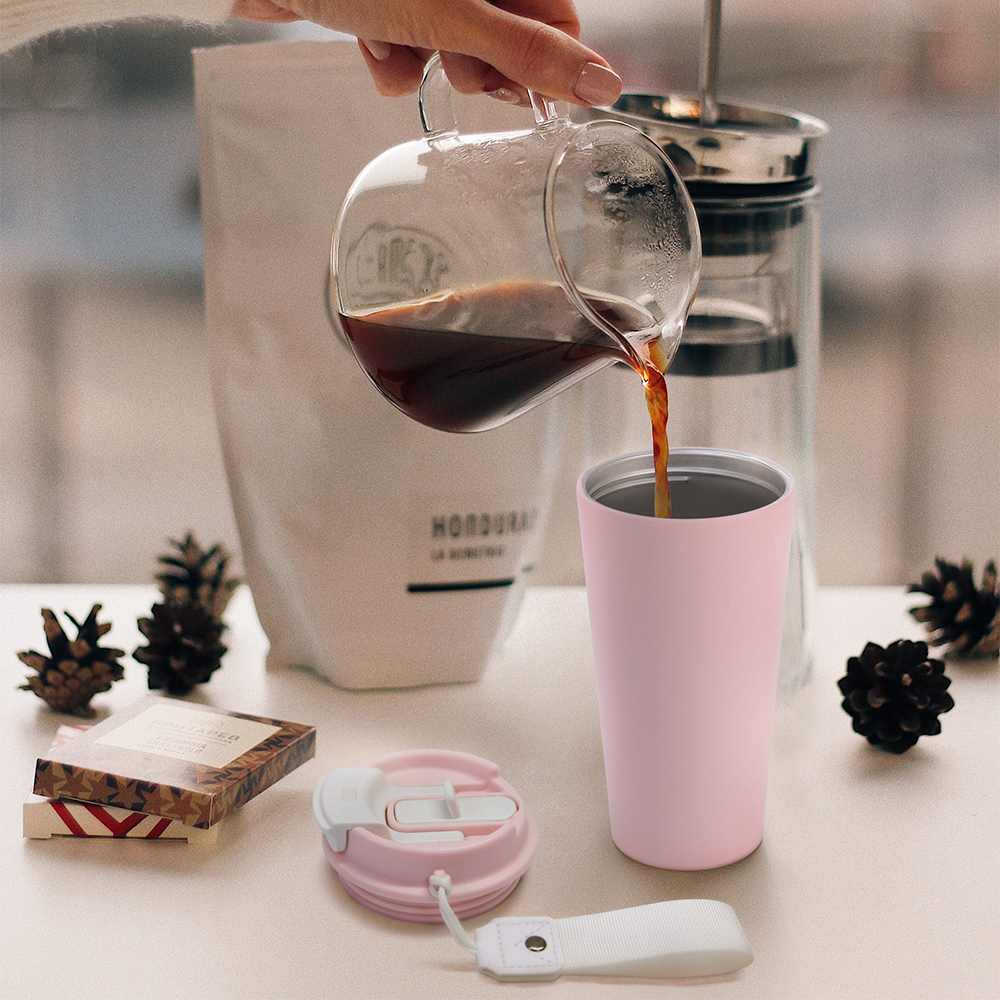 Coffee Travel Mug Spill Proof Leak Proof 16 oz,Insulated Coffee Mug with Lid,Best Coffee to Go Cups Reusable,Small Coffee Thermos No Handle for Men and Women for Hot & Cold Drinks-Black