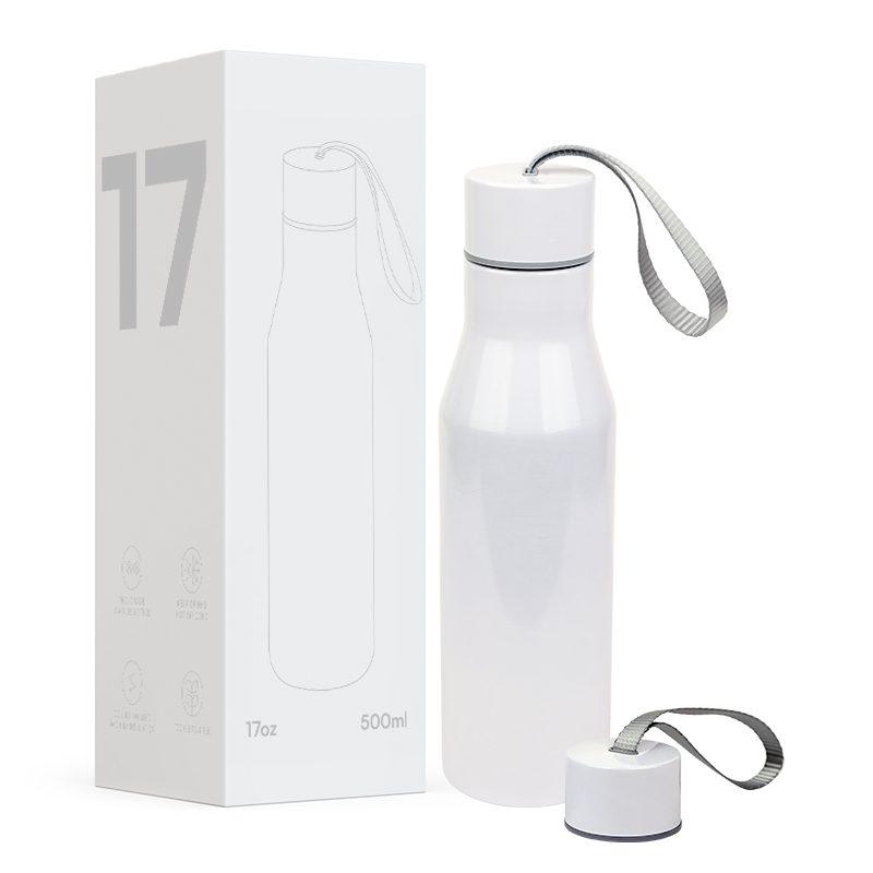 Small-mouth bottle with a drawstring handle Custom wholesale 17oz stainless steel insulated water bottle Double wall thermos cup 