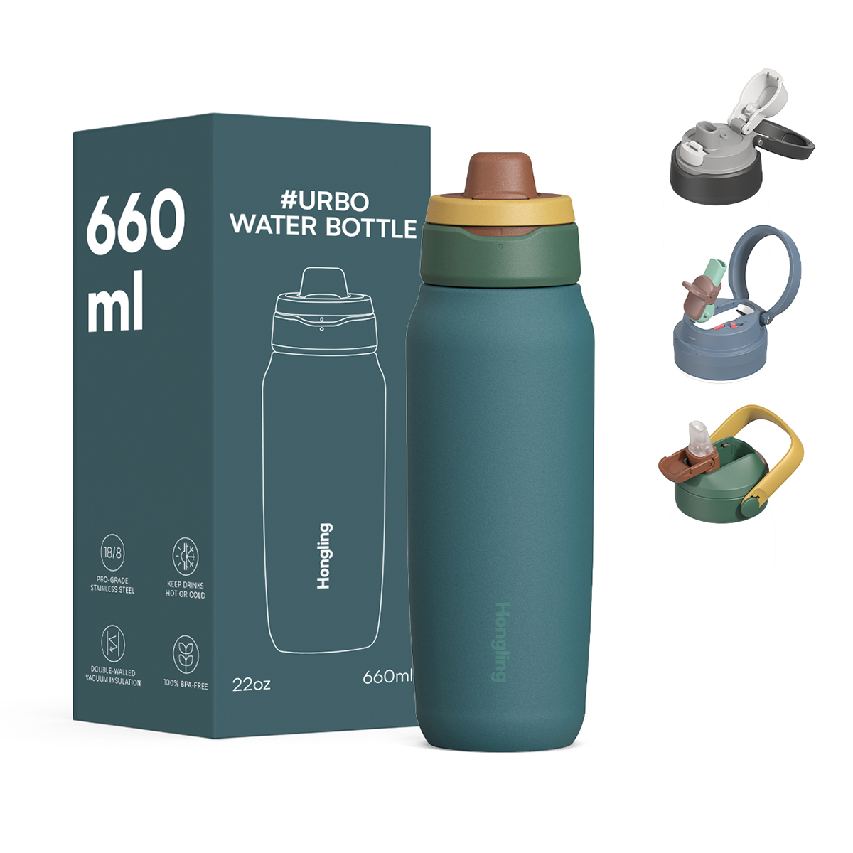 Patented Detachable Twist Duo Lid Water Bottle | 100% Easy Clean & Multi-Lid Interchangeable System