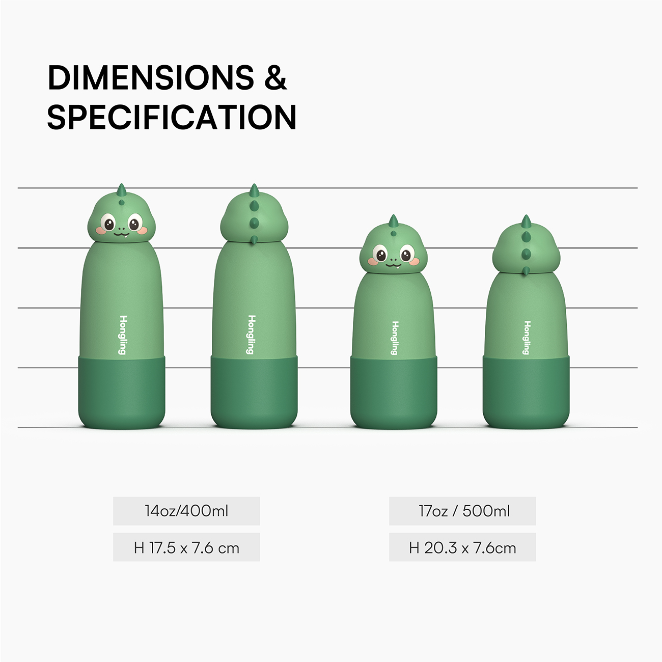 Hong Ling  Vacuum Insulated Stainless Steel Tumbler With silicone character head 2025 Trending Flask Mug Water Bottle BPA Free kids water bottle 