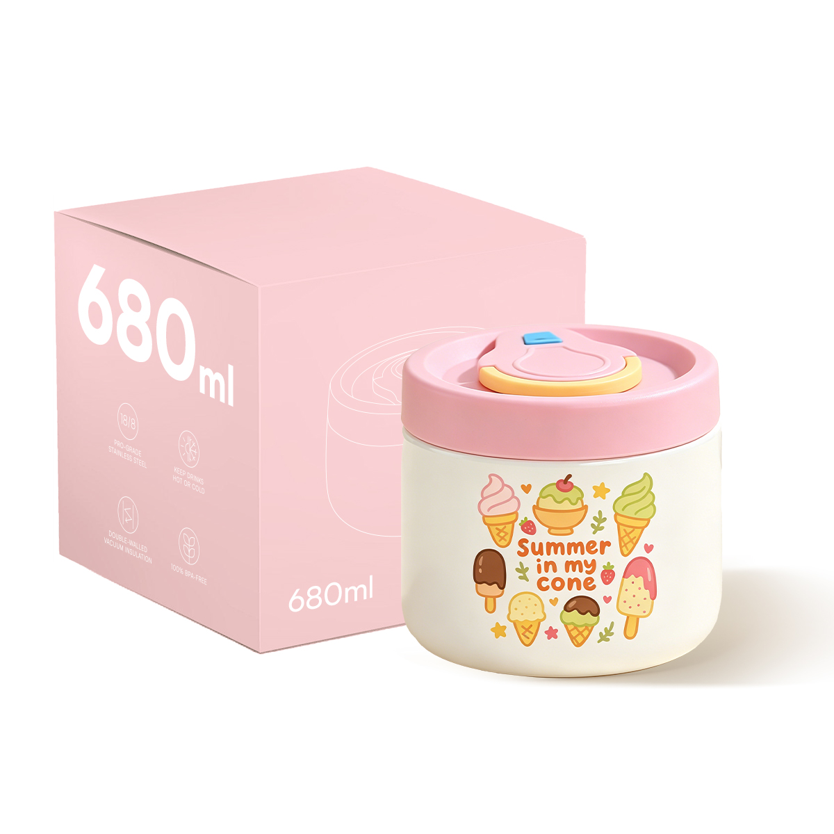 Hongling lunch box Hong Ling Vaso Termico Para Comida Stainless Steel Food Jar with Spoon Custom Logo Wholesale