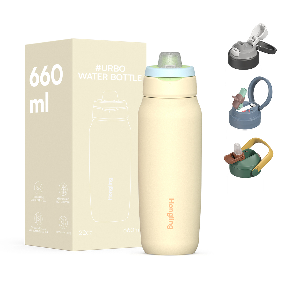 Patented Detachable Twist Duo Lid Water Bottle | 100% Easy Clean & Multi-Lid Interchangeable System