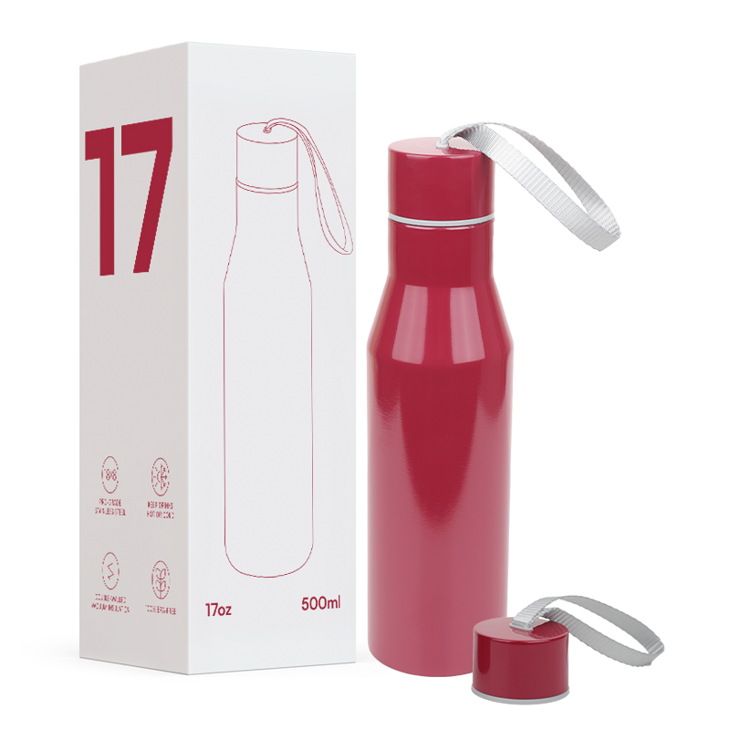 Small-mouth bottle with a drawstring handle Custom wholesale 17oz stainless steel insulated water bottle Double wall thermos cup 