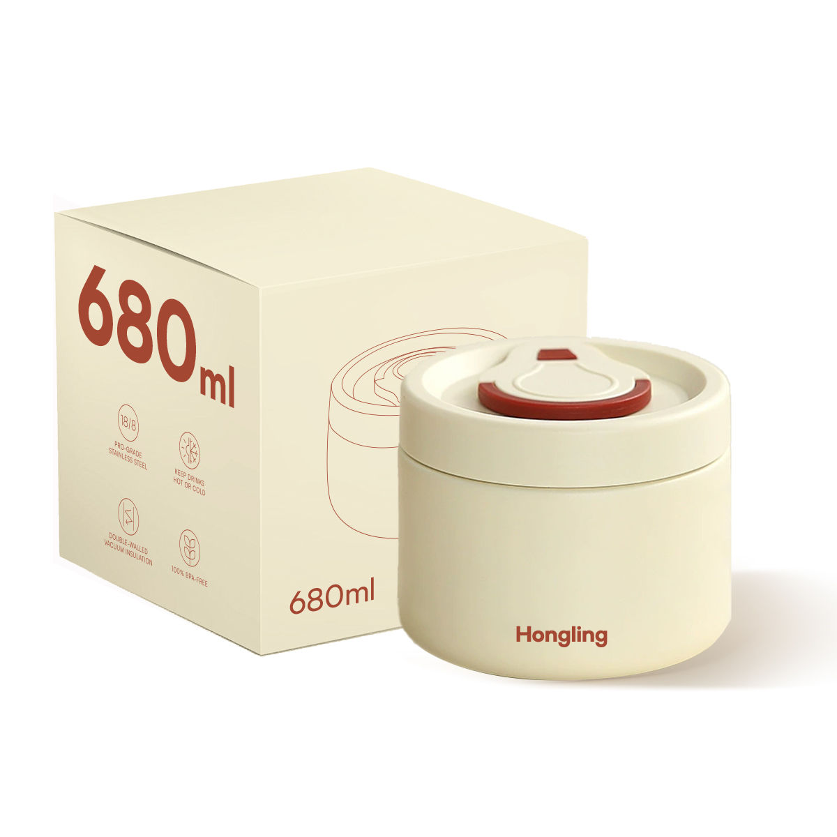 Hongling lunch box Hong Ling Vaso Termico Para Comida Stainless Steel Food Jar with Spoon Custom Logo Wholesale