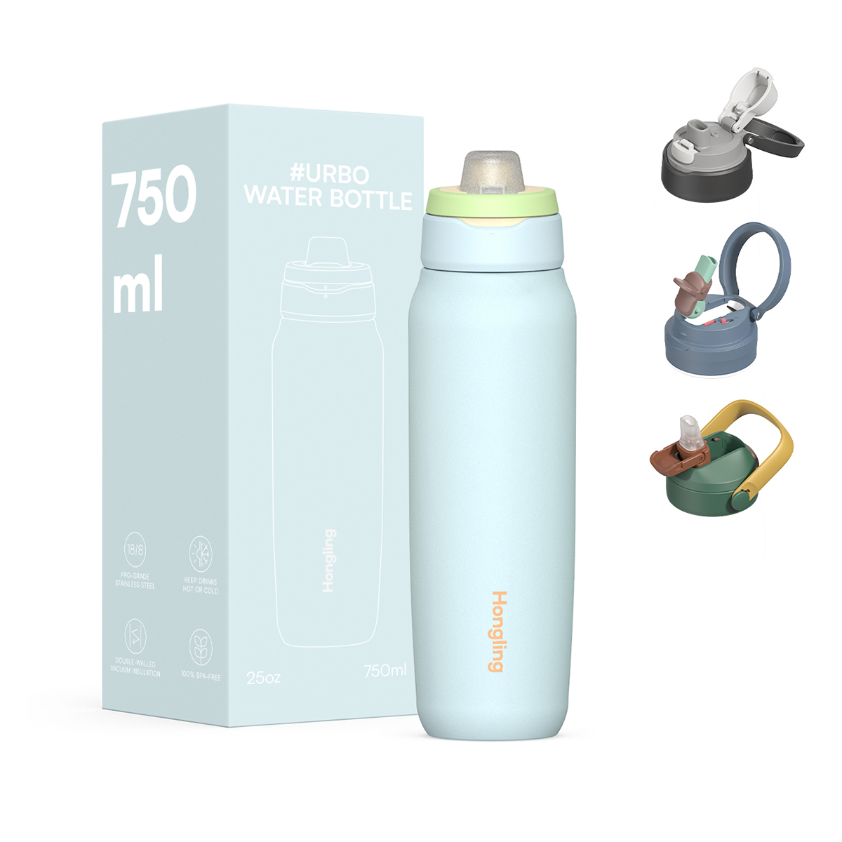 Patented Detachable Twist Duo Lid Water Bottle | 100% Easy Clean & Multi-Lid Interchangeable System