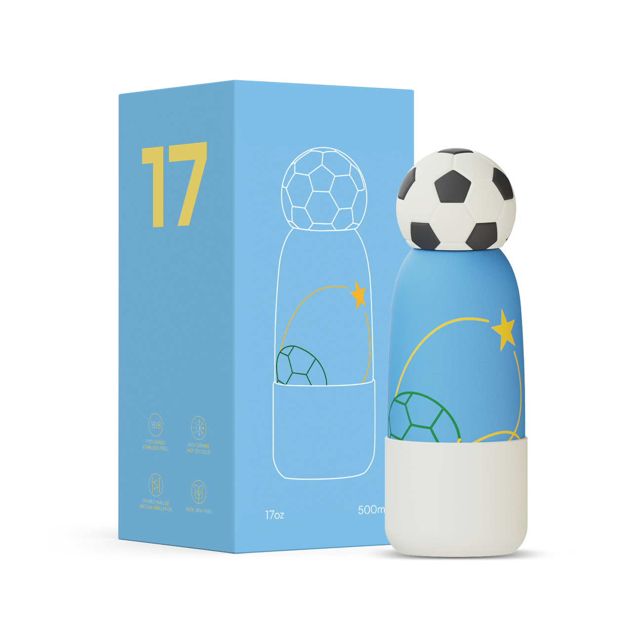 Hong Ling  Vacuum Insulated Stainless Steel Tumbler With silicone character head 2025 Trending Flask Mug Water Bottle BPA Free kids water bottle 