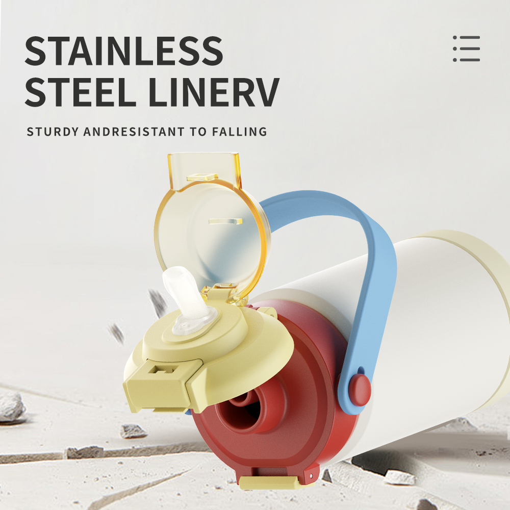 Double Drinking Lid with Straw Insulated Water Bottle, Stainless Steel Metal Vacuum Water Bottle, Thermos Bottle with Leak-proof Lid, Suitable for Travel, Camping, Fitness and Sports Multi-Color