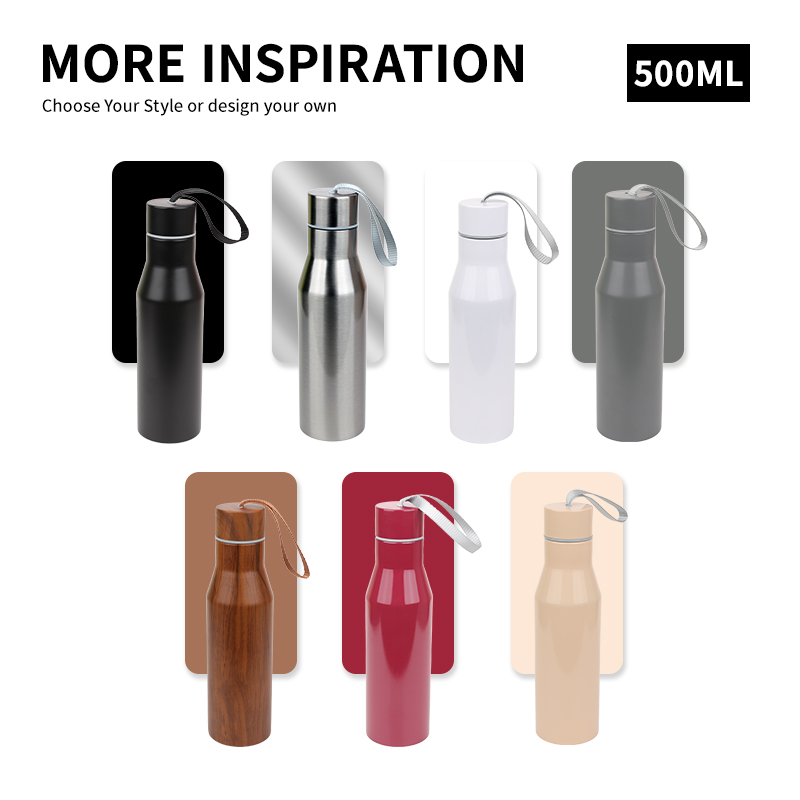 Small-mouth bottle with a drawstring handle Custom wholesale 17oz stainless steel insulated water bottle Double wall thermos cup 