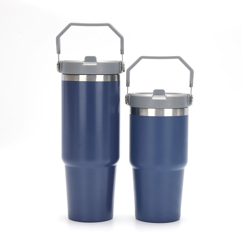 30oz Travel Tumbler with Handle and Flip Straw Lid, Leak Proof Vacuum Insulated Stainless Steel Travel Water Bottle, Fit in Car Cup Holder