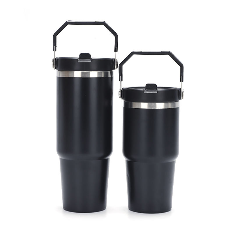 30oz Travel Tumbler with Handle and Flip Straw Lid, Leak Proof Vacuum Insulated Stainless Steel Travel Water Bottle, Fit in Car Cup Holder