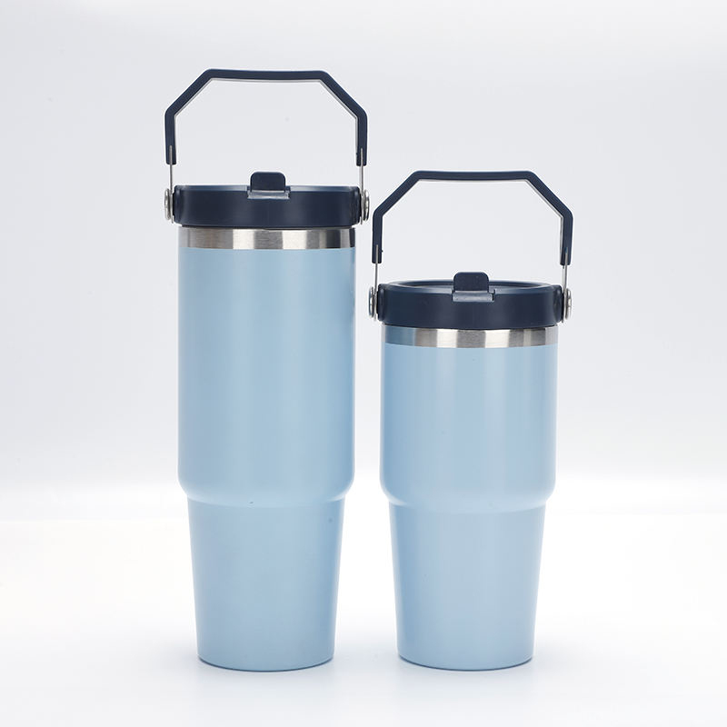 30oz Travel Tumbler with Handle and Flip Straw Lid, Leak Proof Vacuum Insulated Stainless Steel Travel Water Bottle, Fit in Car Cup Holder