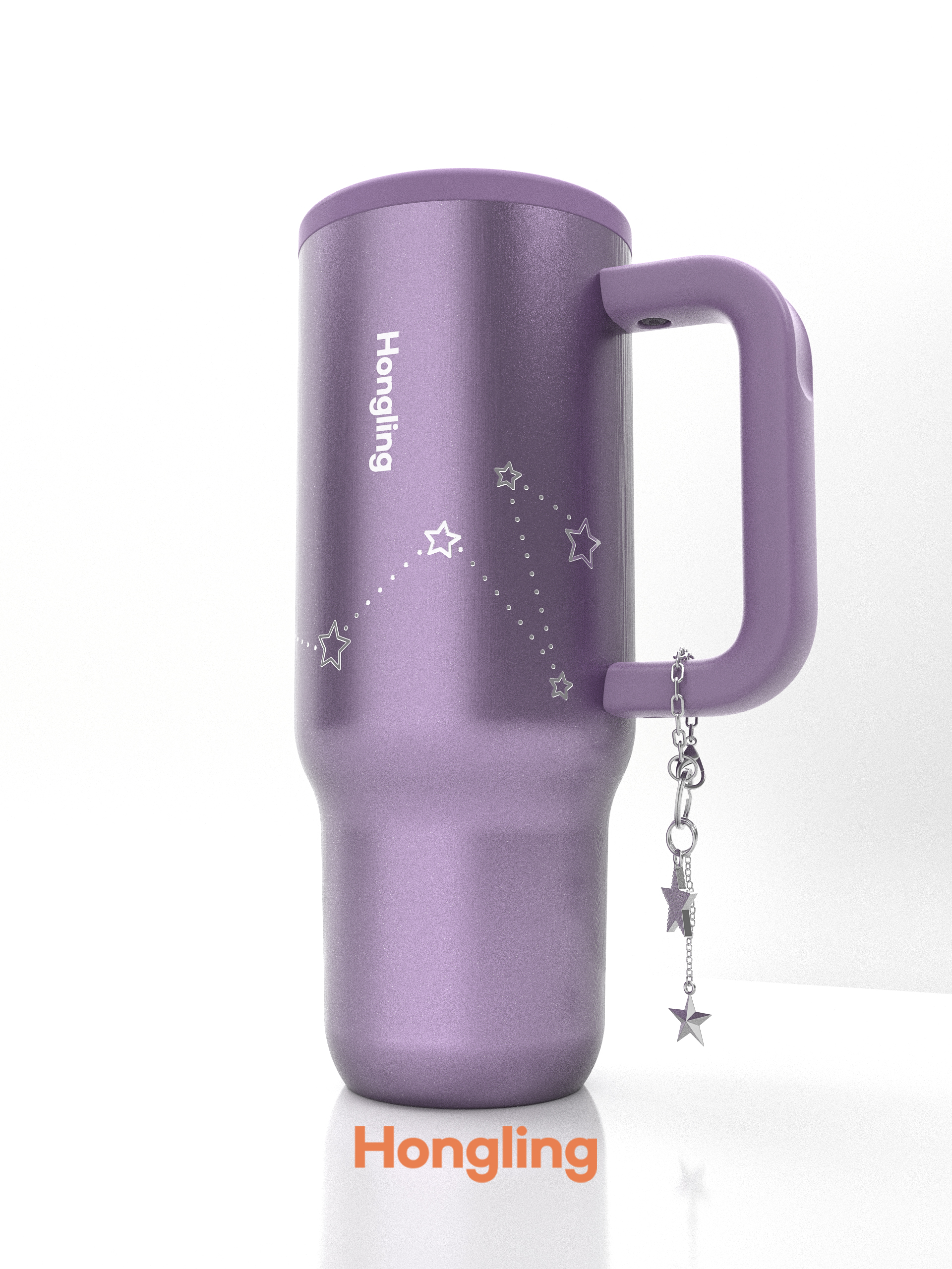 Custom Shimmer Gloss Stainless Steel Tumbler Set | Wholesale Insulated Travel Mug with Handle & Lid