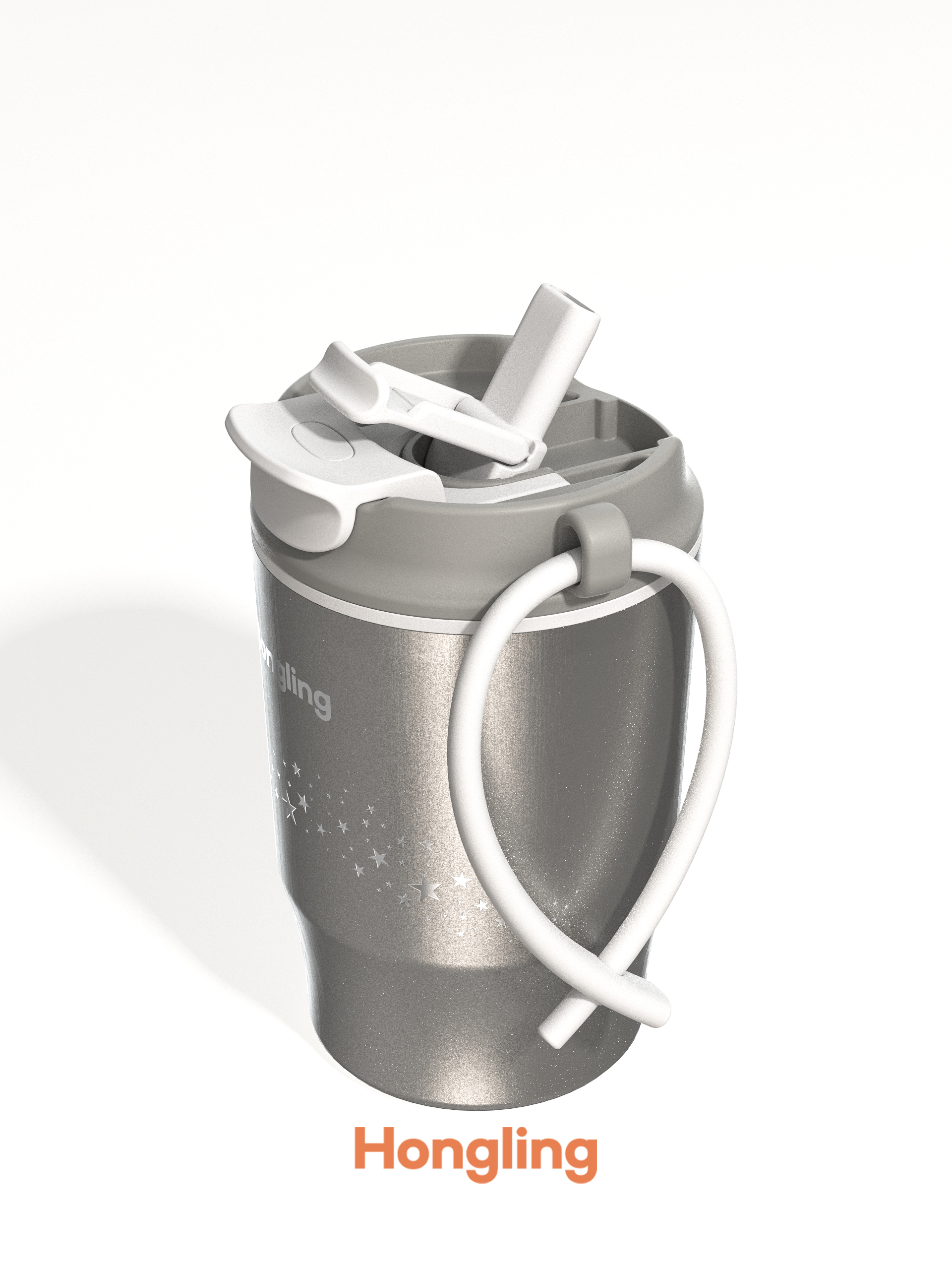 Custom Shimmer Gloss Stainless Steel Tumbler Set | Wholesale Insulated Travel Mug with Handle & Lid
