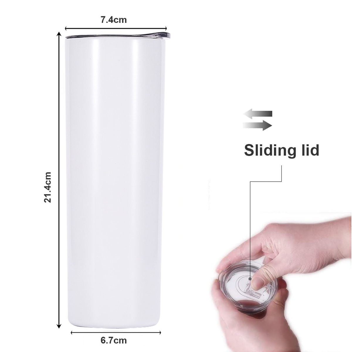 20oz Blanks Straight Slim Stainless Steel Vacuum Insulated Tumbler Cups With Leakproof Lid