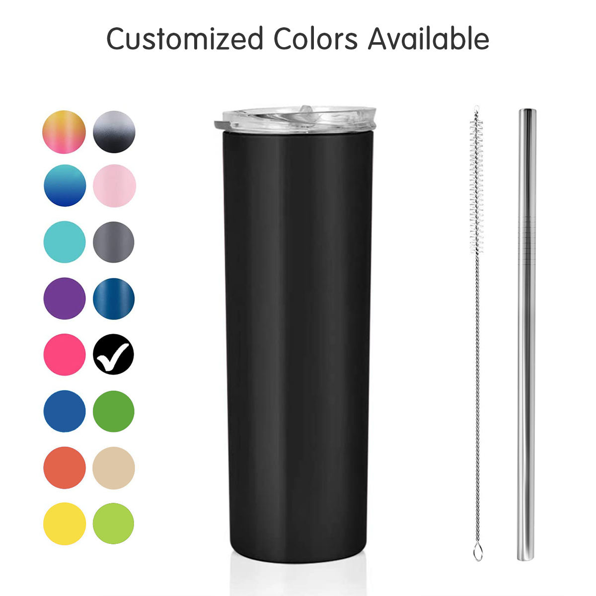20oz Blanks Straight Slim Stainless Steel Vacuum Insulated Tumbler Cups With Leakproof Lid