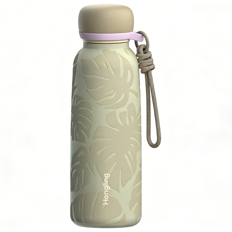 Water bottle Hong Ling 24oz Outdoor Travel Portable Rope Stainless Steel Insulated Water Bottle Vacuum Coffee Tumbler Cup Mug with Straw