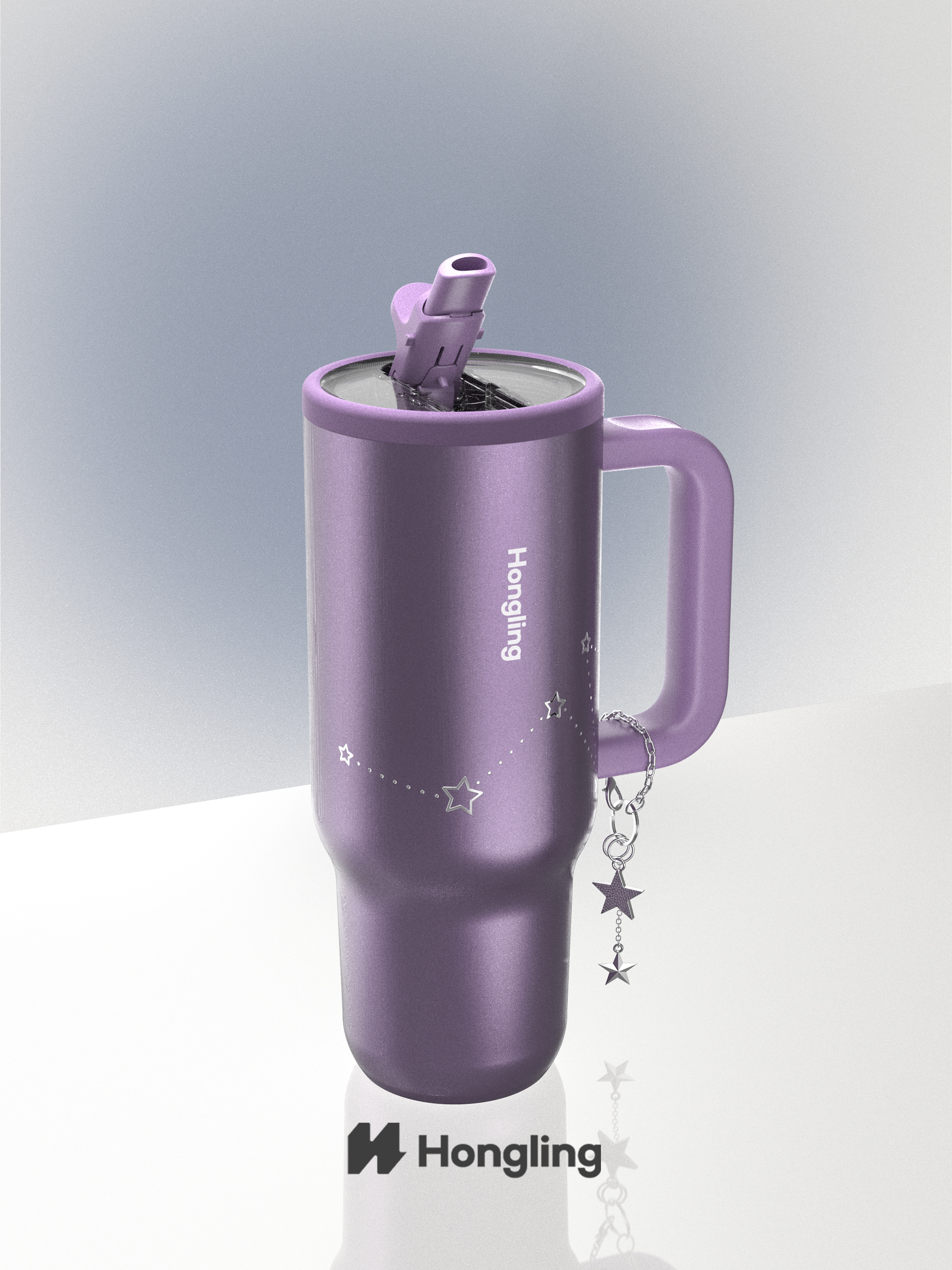 Custom Shimmer Gloss Stainless Steel Tumbler Set | Wholesale Insulated Travel Mug with Handle & Lid