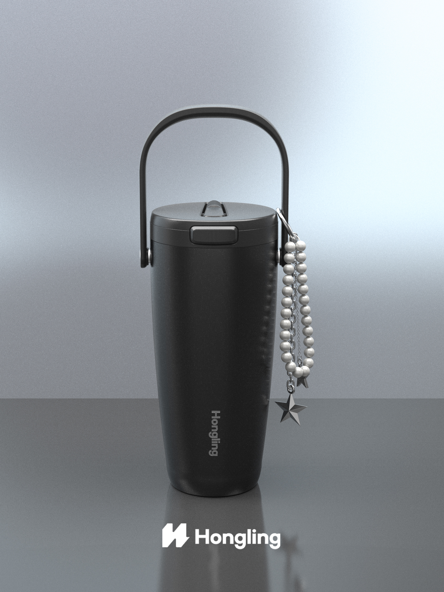 Custom Shimmer Gloss Stainless Steel Tumbler Set | Wholesale Insulated Travel Mug with Handle & Lid