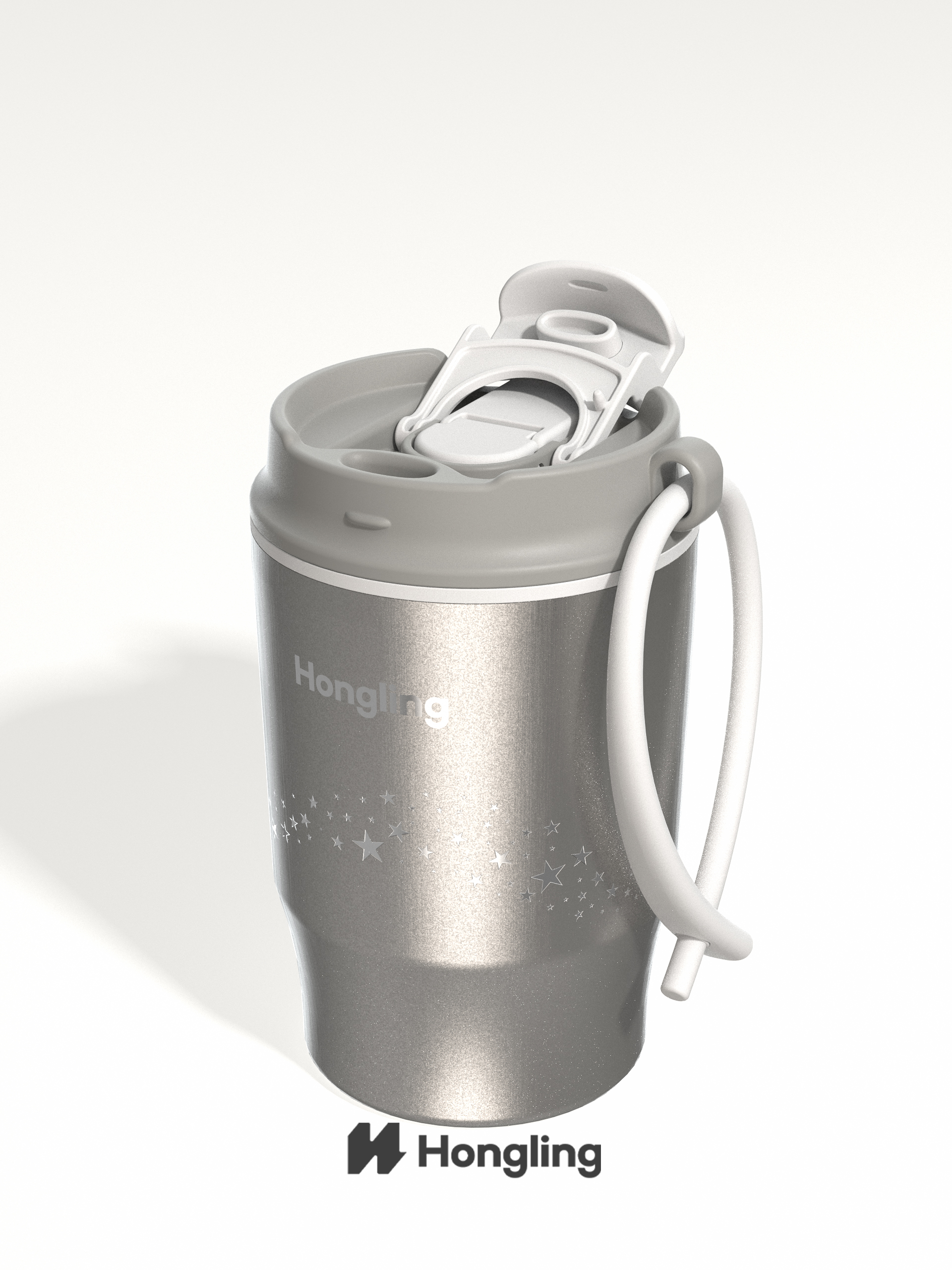 Custom Shimmer Gloss Stainless Steel Tumbler Set | Wholesale Insulated Travel Mug with Handle & Lid