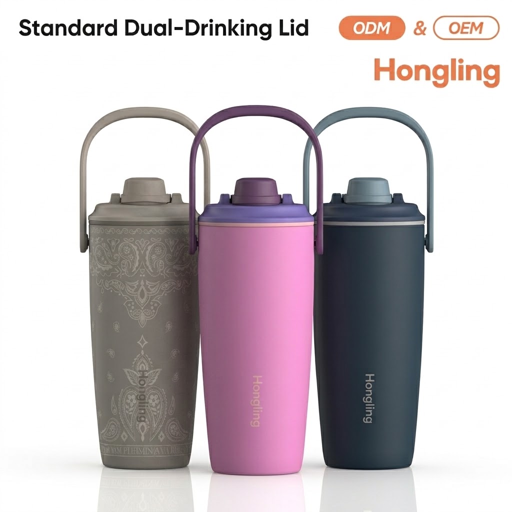 Custom 2-in-1 Dual Lid Stainless Steel Water Bottle Wholesale - Direct Drink & Straw Spout OEM Manufacturer